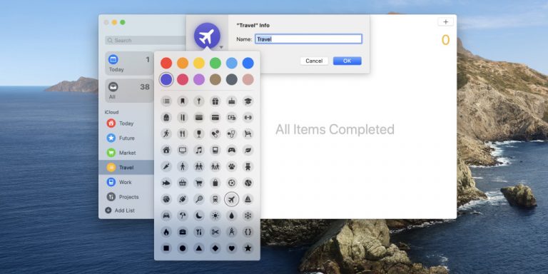 Изменить напоминания Списки значков и цветов на iPhone, iPad, Mac