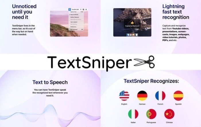 TextSniper позволяет захватывать текст из изображений и визуальных документов на вашем Mac