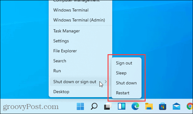 Нет параметра «Спящий режим» в меню Windows + X в Windows 11