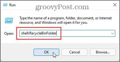 Откройте папку «Корзина» в Windows 11