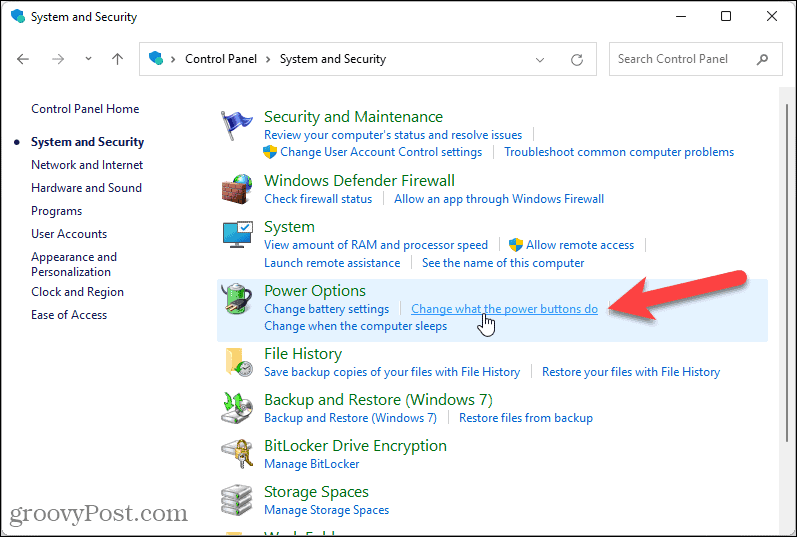 Изменить действие кнопок питания в Windows 11