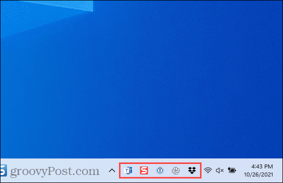 Значки переполнения угла панели задач в Windows 11