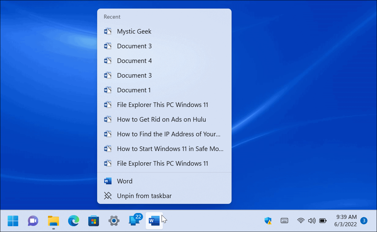 Списки переходов в Windows 11