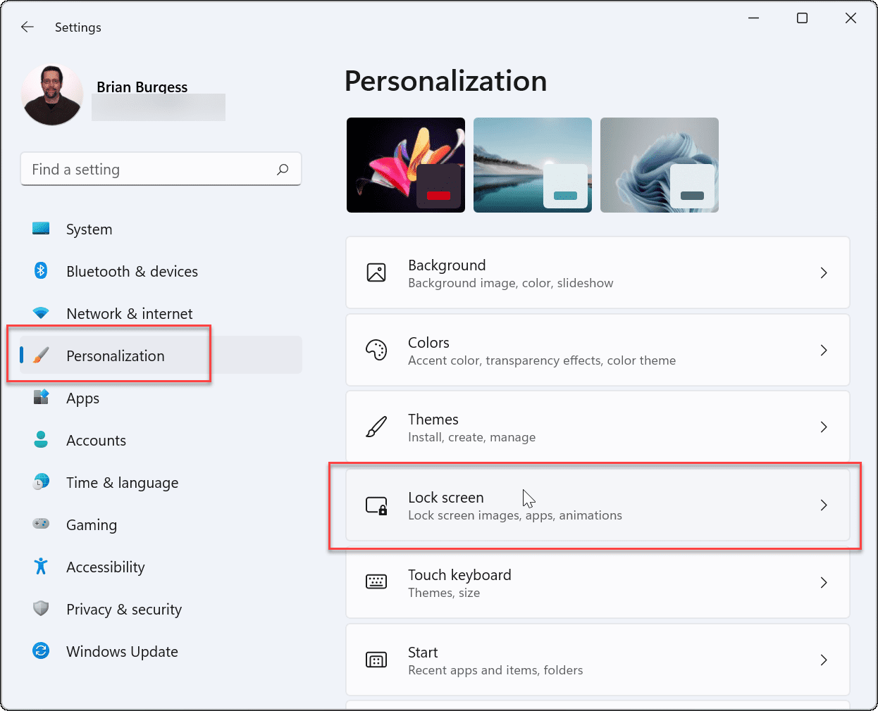 Персонализация использования экранных заставок Windows 11