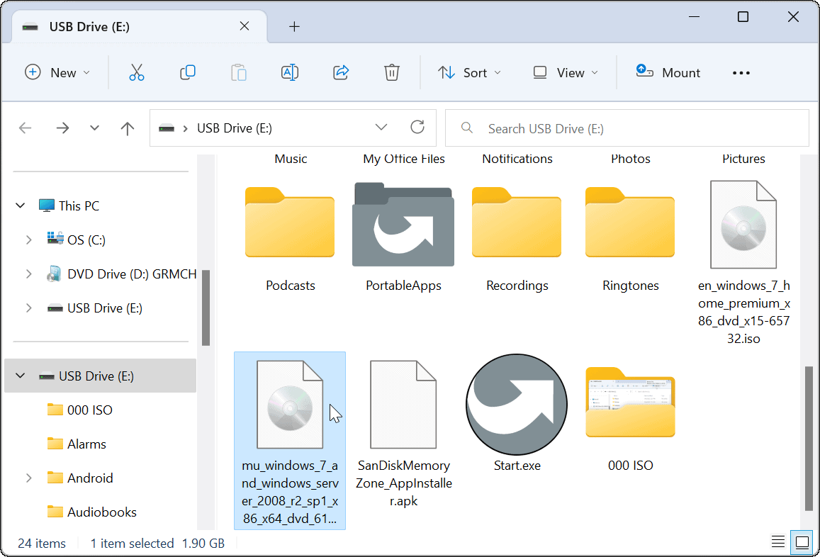 Смонтируйте образ ISO в Windows 11