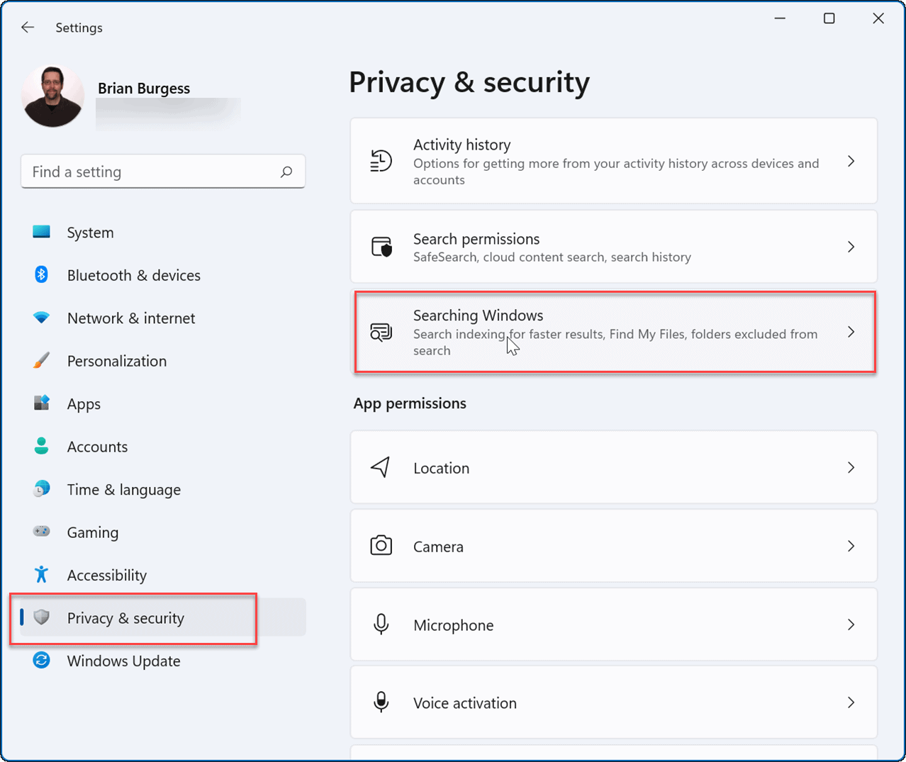 скрыть файлы и папки из поиска в Windows 11