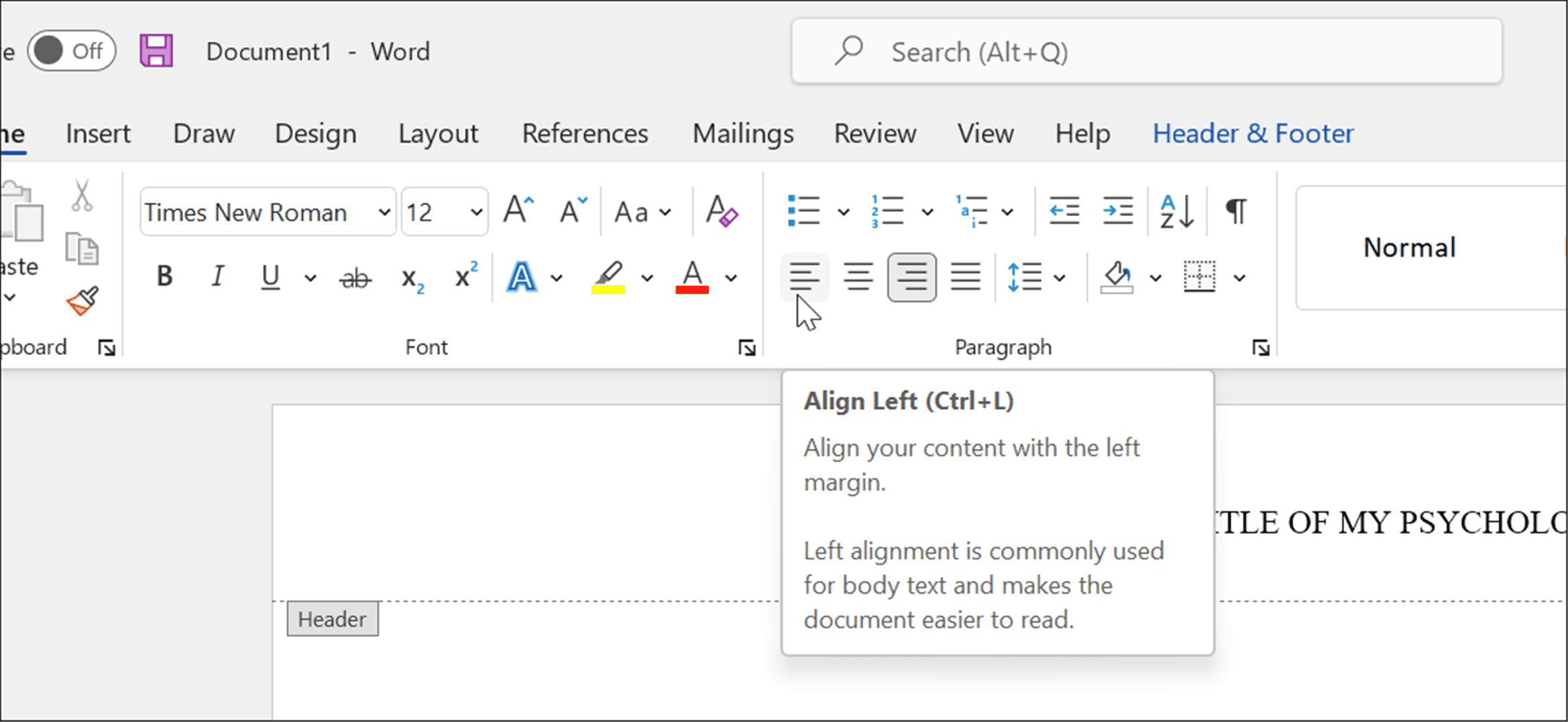 форматировать стиль APA в Microsoft Word