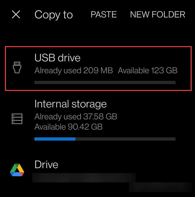 Перенос фотографий с Android на USB-накопитель