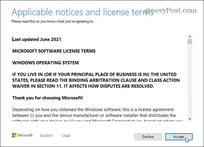 12 Примите лицензионное соглашение для установки Windows 11