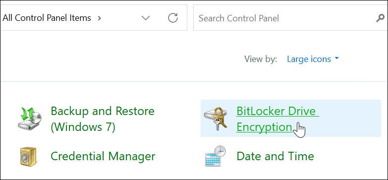 Панель управления безопасностью BitLocker