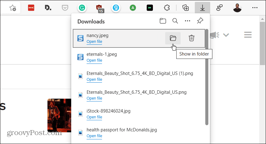 открыть местоположение файла загрузки Microsoft Edge