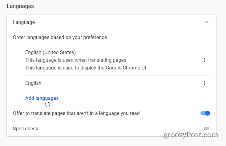 Добавить языки Chrome