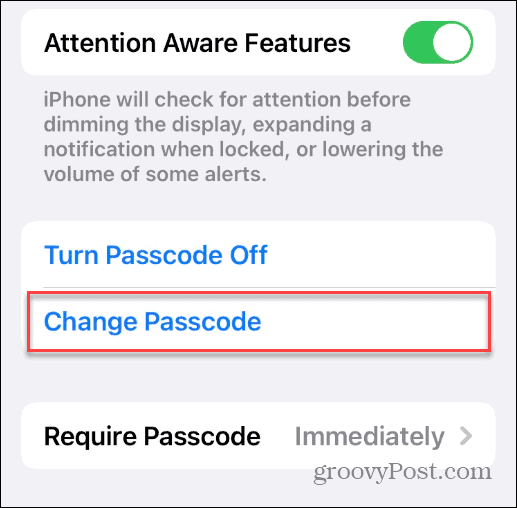Изменить пароль на iPhone