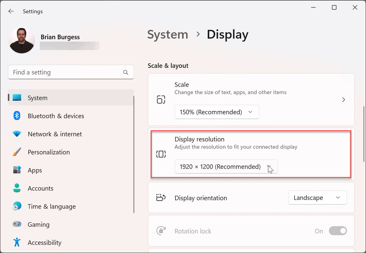 Изменить разрешение экрана в Windows 11