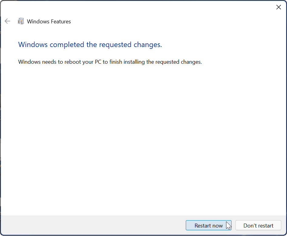 перезапустить установку песочницы Windows в Windows 11