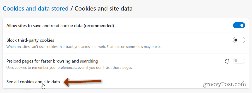 просмотреть все файлы cookie и данные сайта