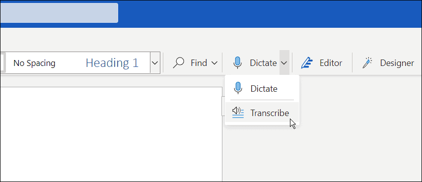 транскрибировать аудио файл в Microsoft Word