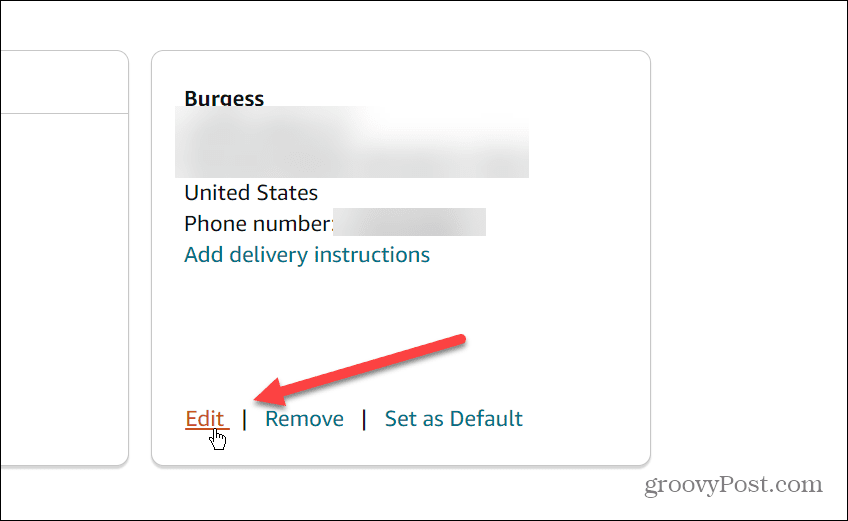 Изменить адрес доставки на Amazon