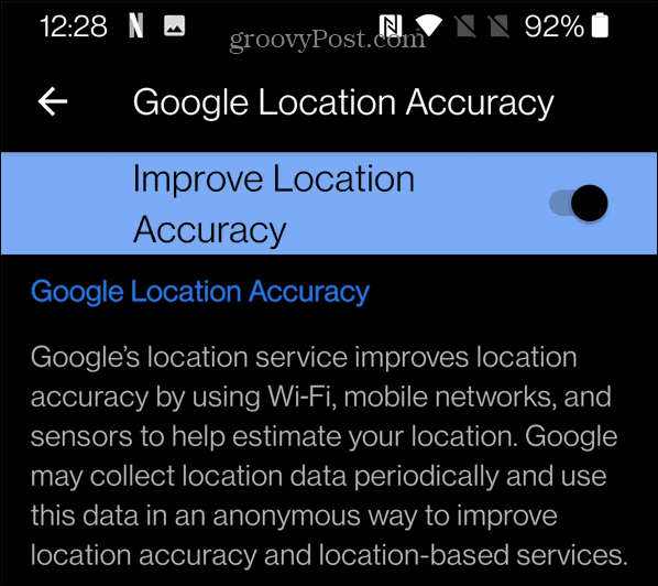 Точность местоположения Google
