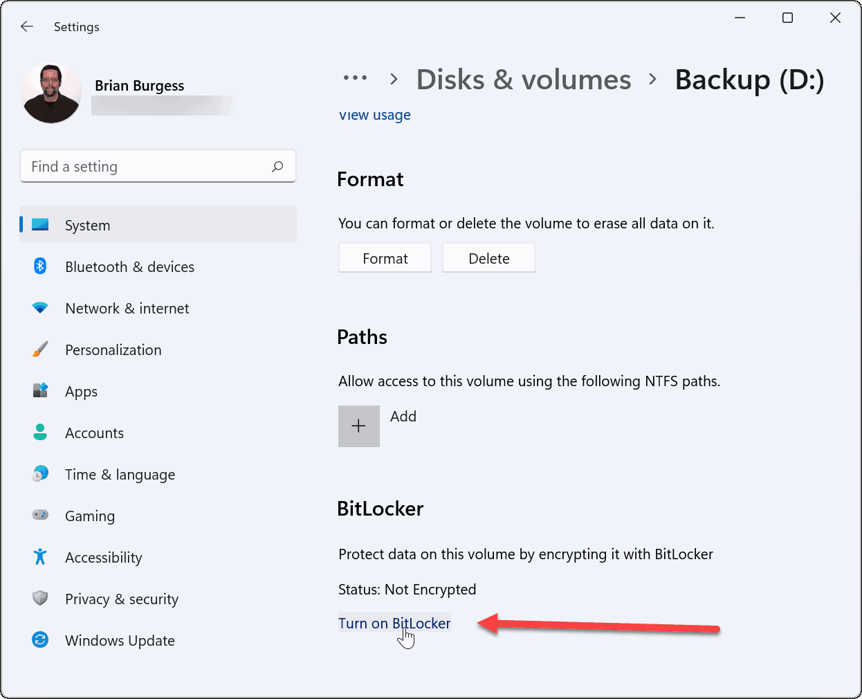 Используйте Bitlocker для перехода на Windows 11