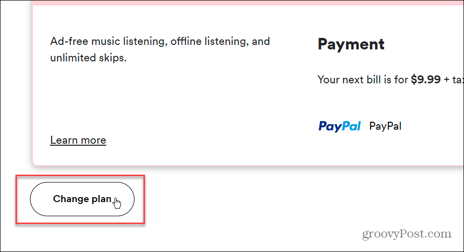 Изменить способ оплаты в Spotify
