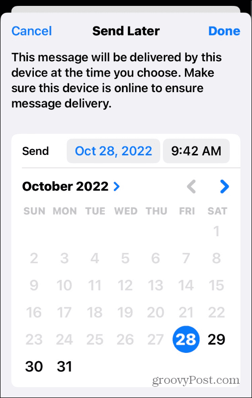 Расписание электронной почты на iPhone