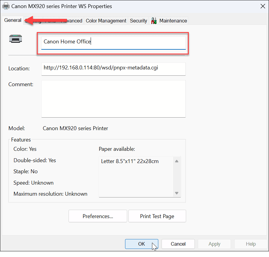 Переименовать принтер в Windows 11