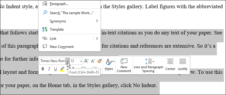 использовать формат mla в Microsoft Word