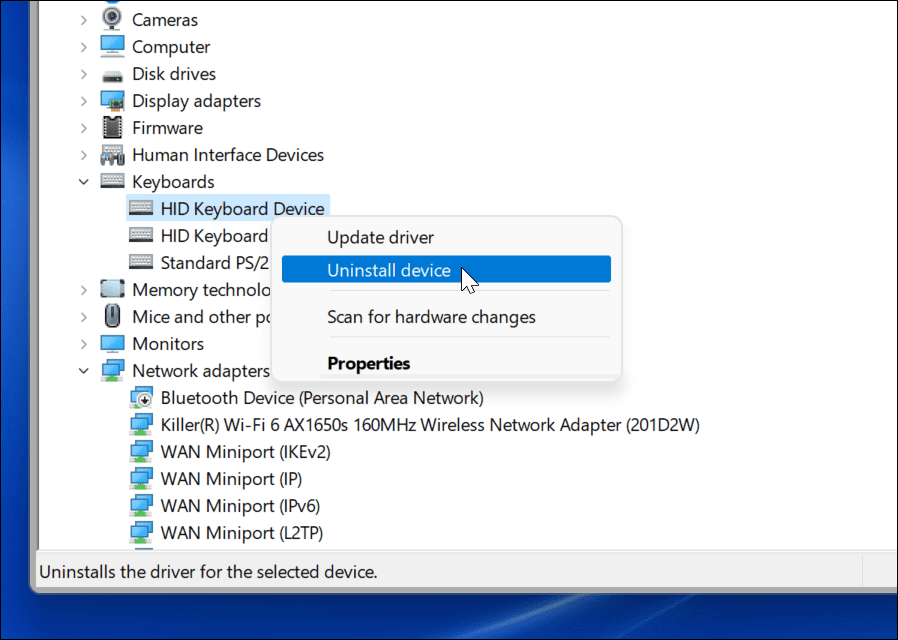 Клавиатура Диспетчер устройств Windows 11