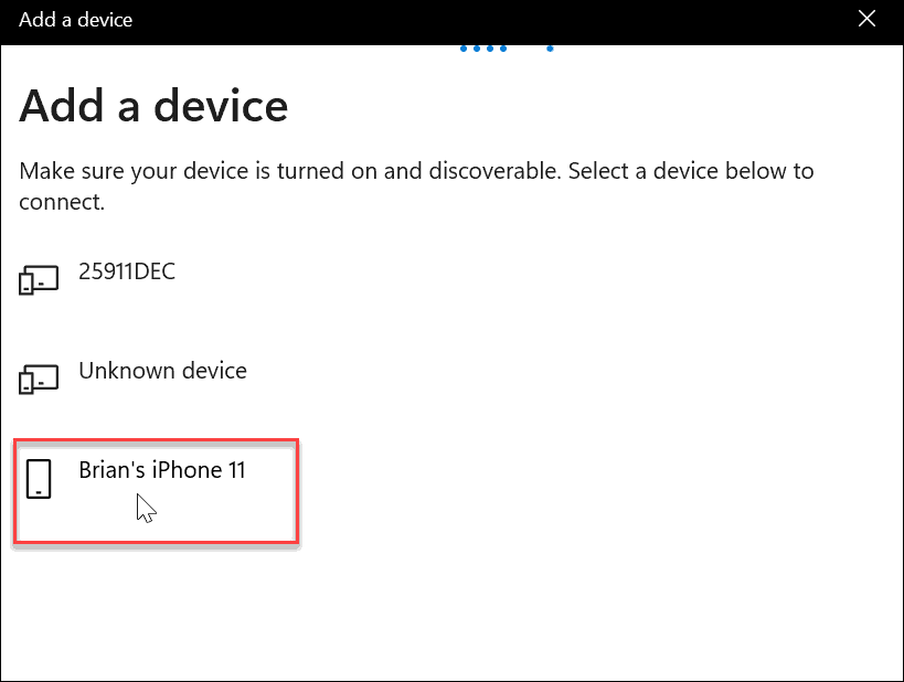 выберите bluetooth iphone, используйте динамическую блокировку в Windows 11