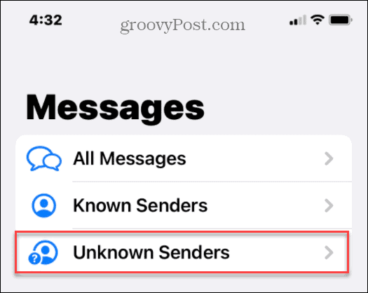 Скрыть текстовый спам от неизвестных отправителей на iPhone