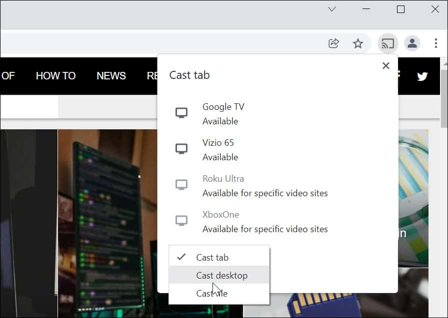 Трансляция Windows 11 в Chromecast