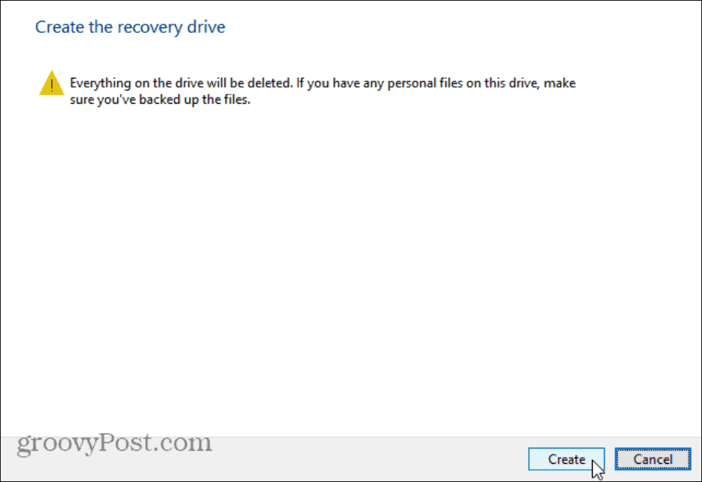 данные будут удалены диск восстановления сообщения windows 11