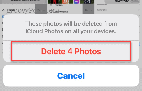Удалить фотографии из iCloud