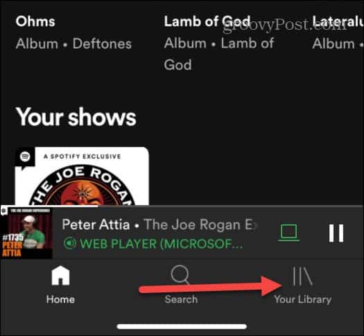 ваша библиотека Spotify iOS