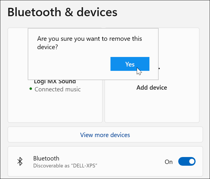 Проверка удаления Bluetooth-устройства
