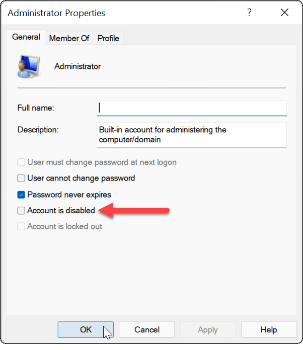 включить учетную запись администратора в Windows 11