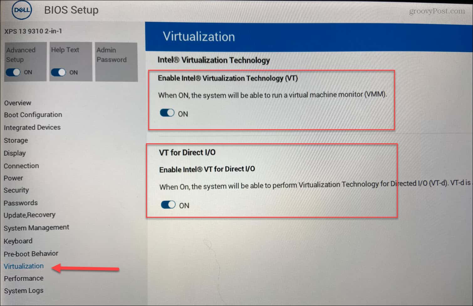 BIOS Включить виртуализацию