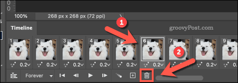 Удаление кадров с панели «Таймлайн» в Photoshop