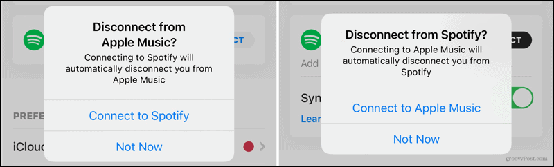 Отключить Apple Music и Spotify