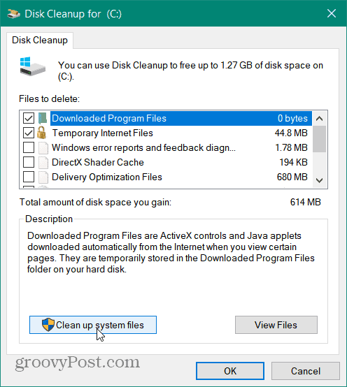 Очистка диска Дополнительные файлы