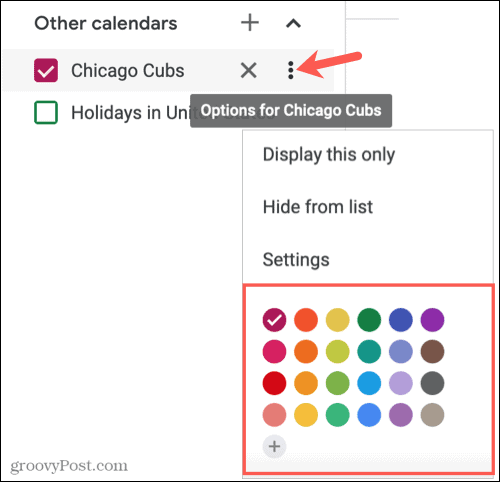 Изменить цвет календаря