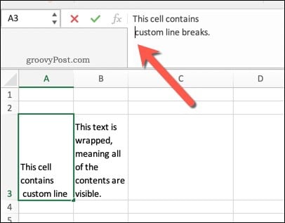 Пример переноса строки в Excel