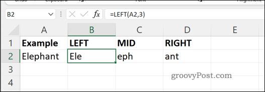 Пример формул MID RIGHT и LEFT в Excel