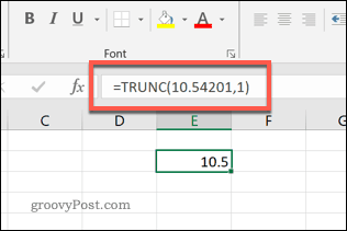 Функция TRUNC в Excel с точностью до одного десятичного знака