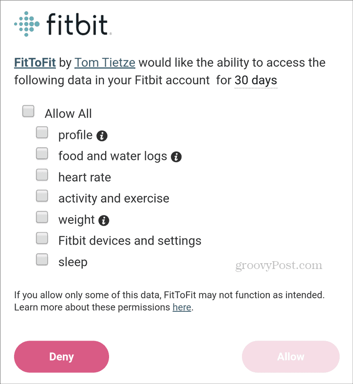 Fit to Fit войти с Fitbit разрешить
