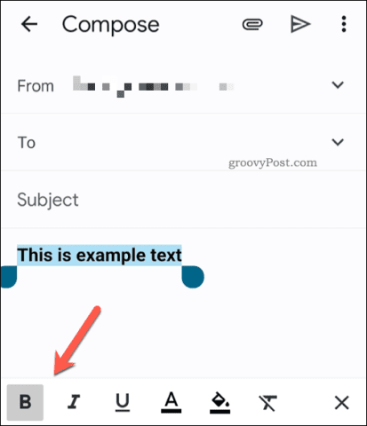 Панель инструментов форматирования текста в приложении Gmail для мобильных устройств