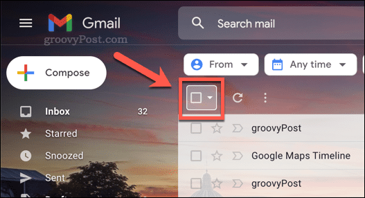 Значок флажка для выбора писем в Gmail