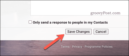 Сохранение изменений в настройках в Gmail