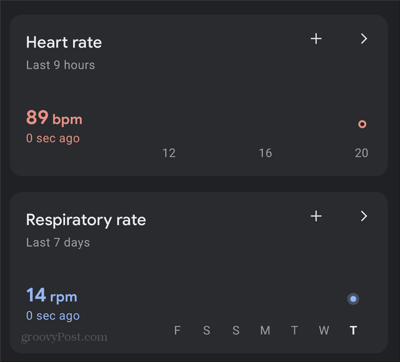 Панель мониторинга сердечного ритма и дыхания Google Pixel